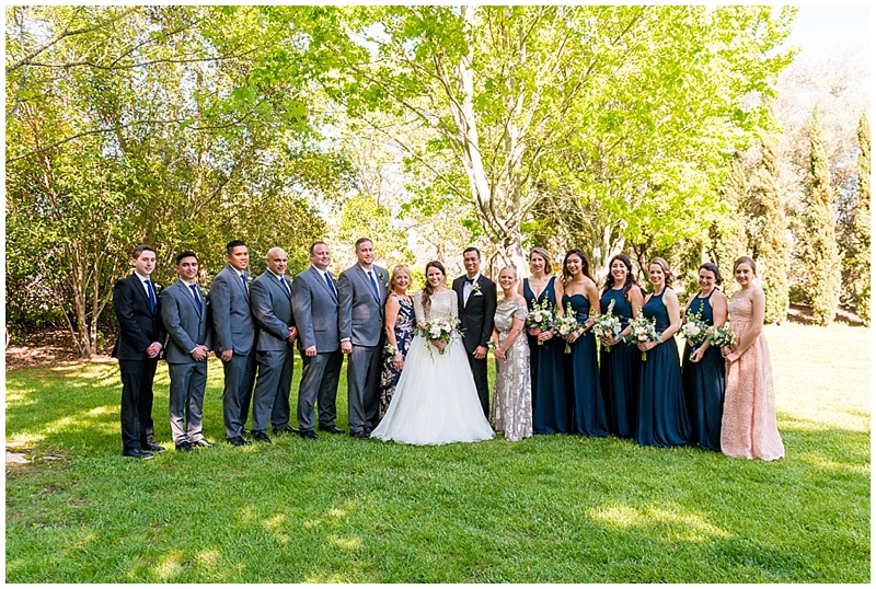 wedding party in navy and pink Wine Country photographer Wedding at Sonoma's Hotel Depot Restaurant | Venessa and Marlon_0029